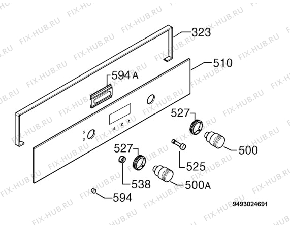 Взрыв-схема плиты (духовки) Electrolux EOB3790LX - Схема узла Command panel 037